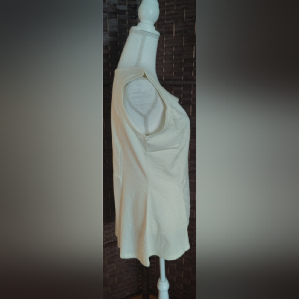 Kathleen Kirkwood‎ Swing Cami Sheer Georgette Back Peplum Pleated Tank Top Ivory - Picture 6 of 11